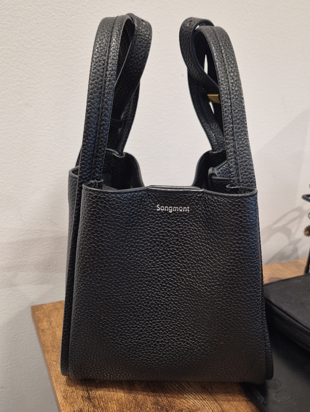 Songmont Black Pebbled Mini Tote